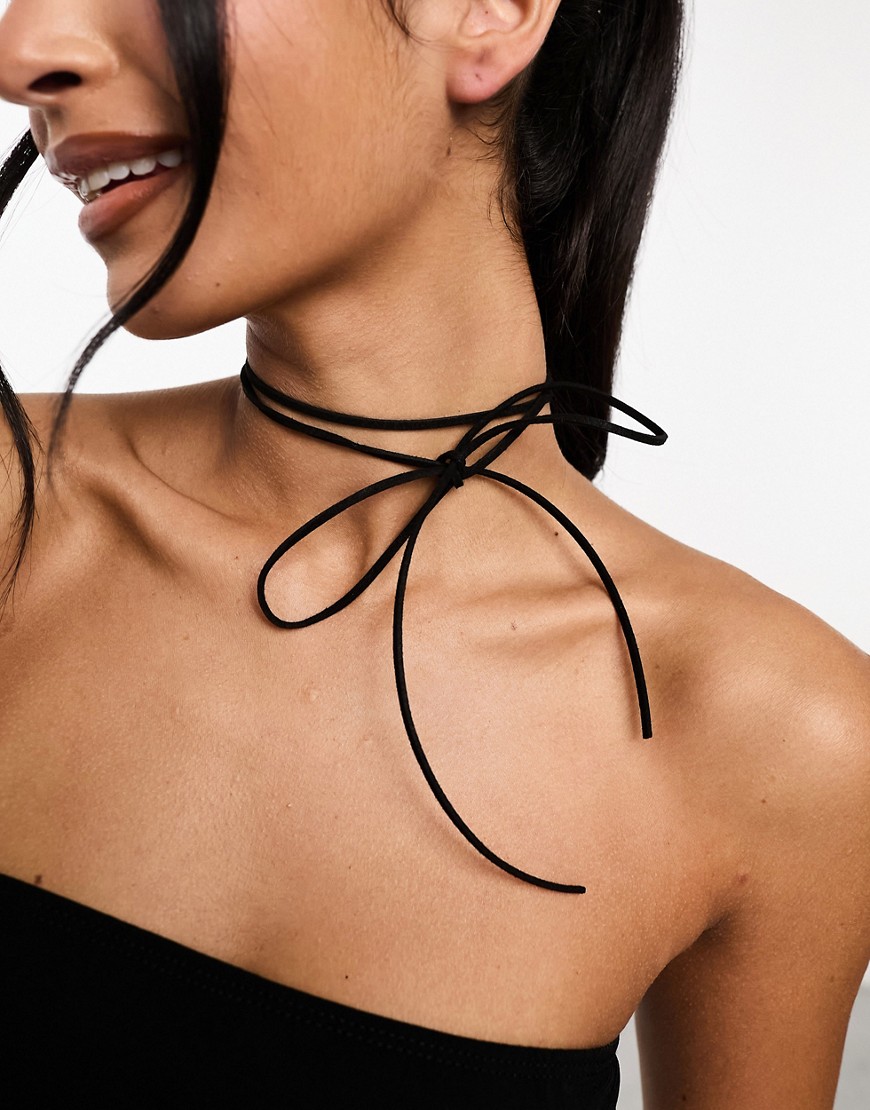 DesignB London cord wrap necklace in black