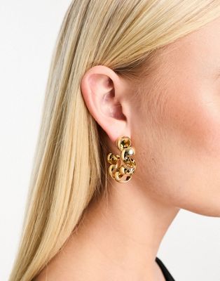 DesignB London spiral hoop earrings in gold - ASOS Price Checker