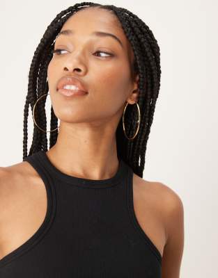 DesignB London - Créoles plates 60 mm - Doré