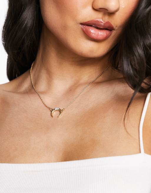 DesignB London crescent pendant necklace in gold, 3 of 4