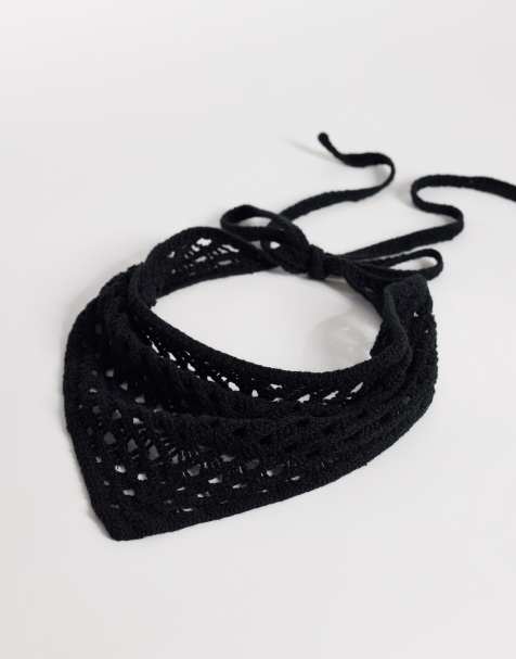 DesignB London crochet headscarf in black - view 1