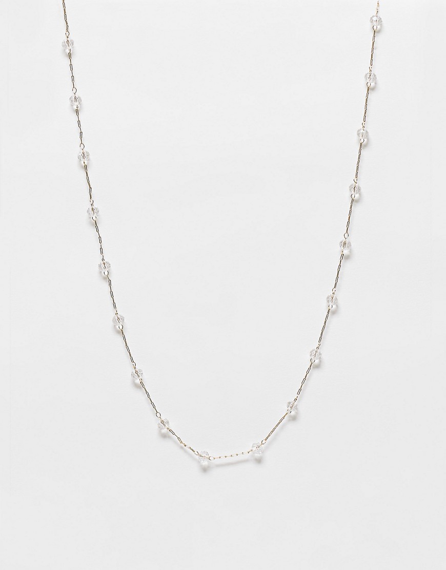 DesignB London crystal dot dash necklace in gold tone