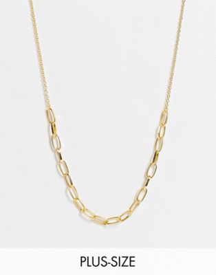 DesignB London Curve chain necklace in gold plate