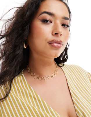DesignB London Curve - Choker ketting met cirkels in goud 