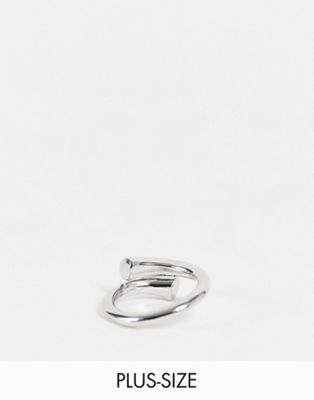 Designb London Curve chunky minimal wrap ring in silver