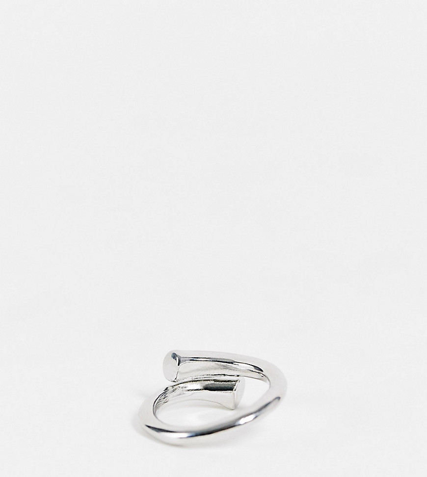 Designb London Curve chunky minimal wrap ring in silver