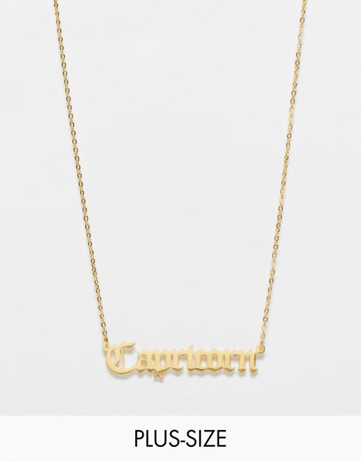 DesignB London Curve - Collana in acciaio inossidabile color oro con scritta 