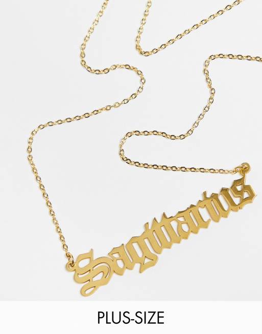 DesignB London Curve - Collana in acciaio inossidabile color oro con scritta 