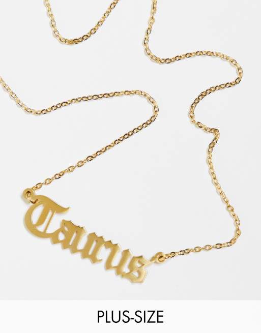 DesignB London Curve - Collana in acciaio inossidabile color oro con scritta 