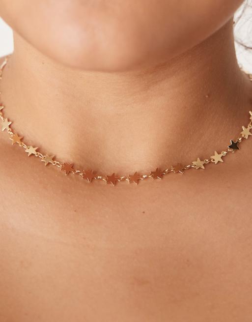 DesignB London Curve Collarino dorata con stelle piccole ASOS - Main Image