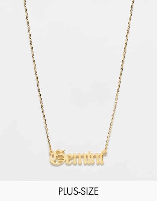 DesignB London Curve - Collier en acier inoxydable à inscription Leo (signe du zodiaque Lion) - Doré 