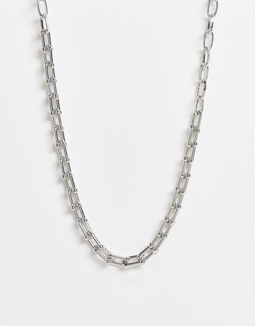 DesignB London Curve Exclusive choker chain necklace in silver
