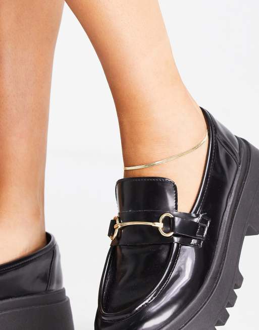 DesignB London Curve Exclusive fine chain anklet in gold