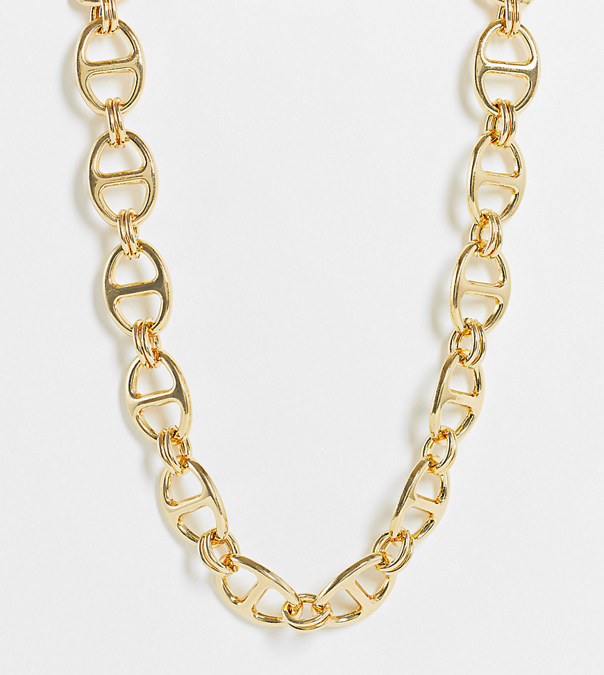DesignB London Curve Exclusive oval chain choker necklace in gold