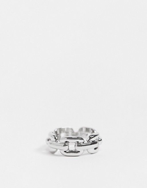 DesignB London Curve Exclusive ring in silver chain link