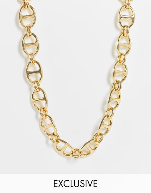 DesignB London Curve – Exklusive Halskette in Gold mit ovalen Kettengliedern