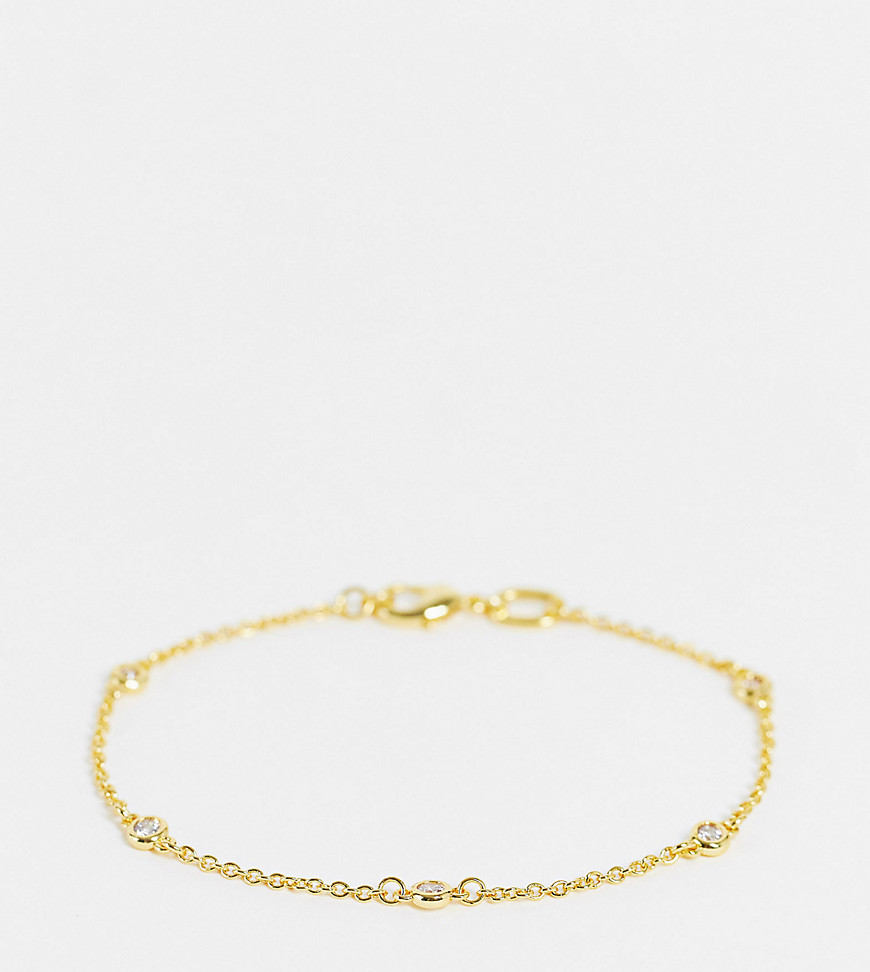 DesignB London Curve fine chain and crystal bracelet in gold chain