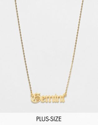DesignB London Curve Gemini star sign stainless steel necklace in gold
