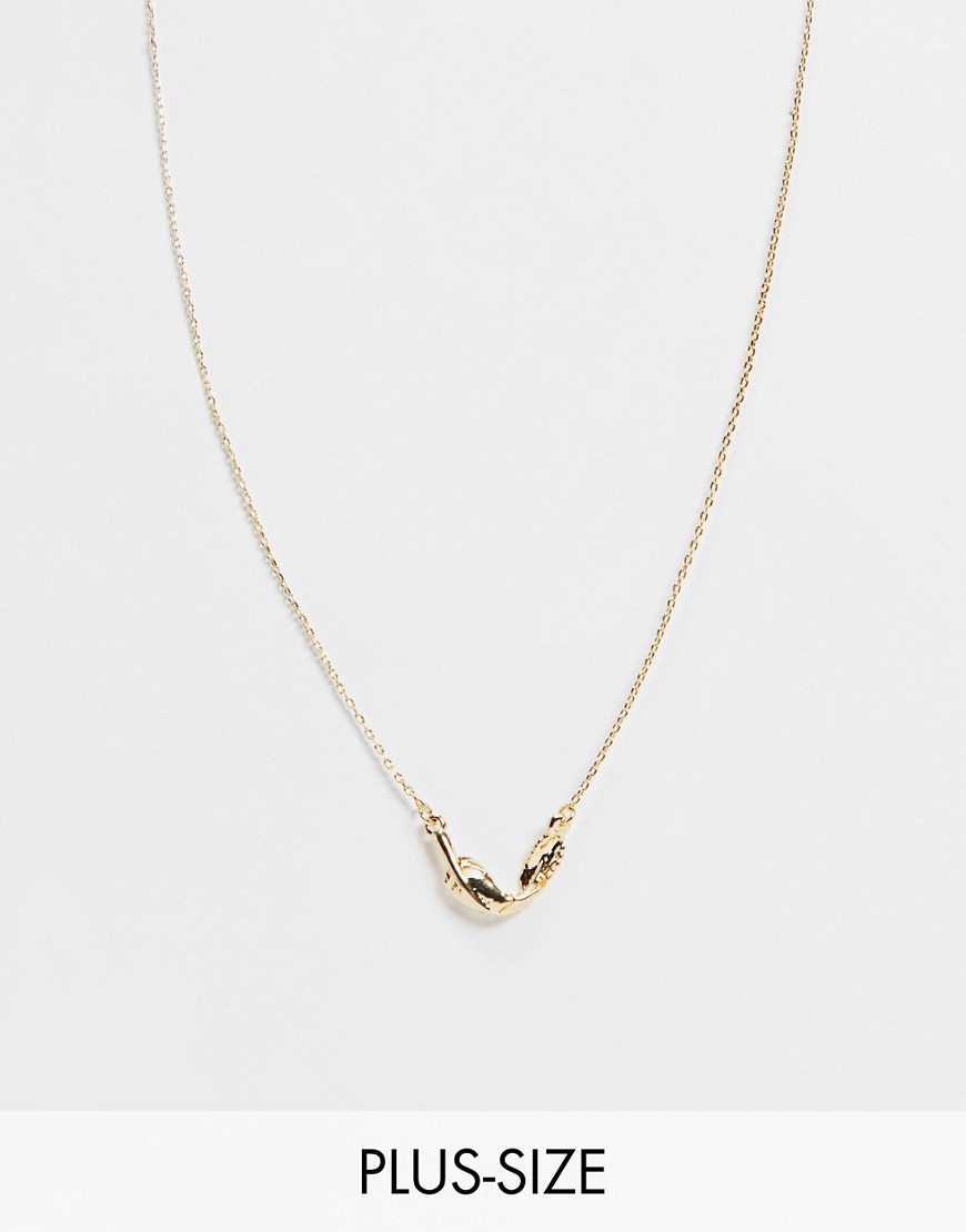 DesignB London Curve necklace in gold with twisted feather detail