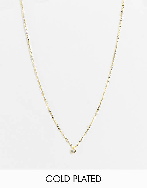 DesignB London Curve necklace with crystal pendant in gold plate