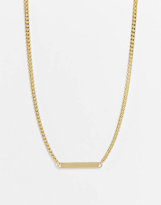 DesignB London Curve necklace with flat pendant in gold