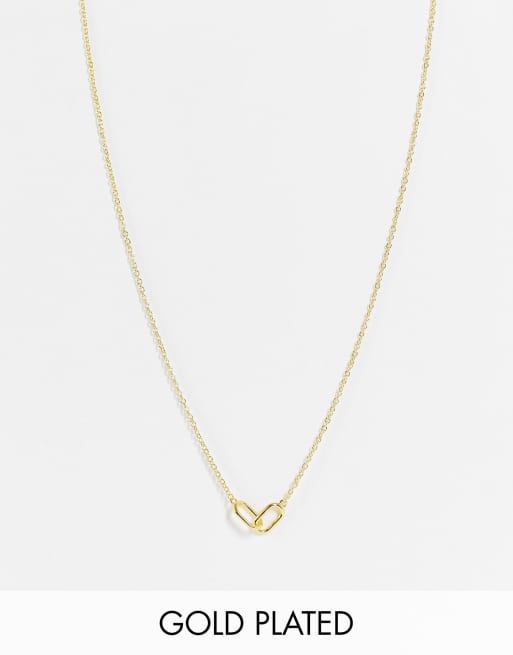 DesignB London Curve necklace with interlocking pendant in gold plate