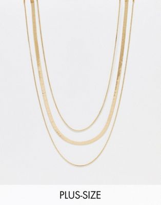 DesignB London Curve pack of 3 necklaces in gold - ASOS Price Checker