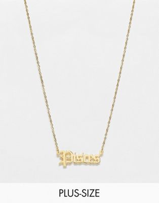 DesignB London Curve Pisces star sign stainless steel necklace in gold