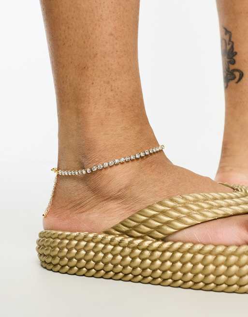 DesignB London Curve - Tennisketting enkelbandje in goud