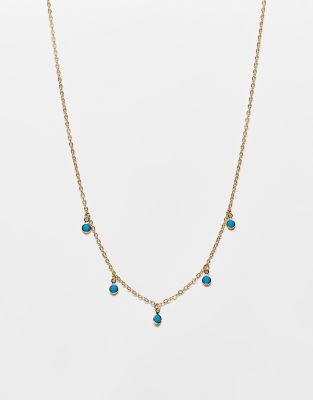 DesignB London Curve turquoise pendant choker necklace in gold φωτογραφία