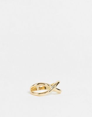 DesignB London Curve – Überkreuzter Ring in Gold-Goldfarben