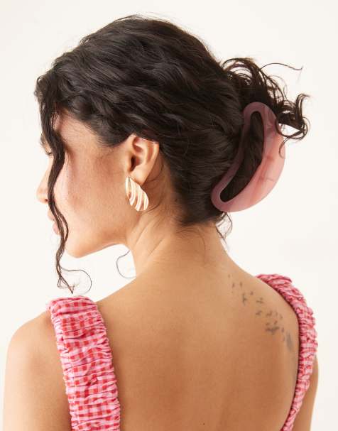 DesignB London curved hair claw in muted pink - view 1