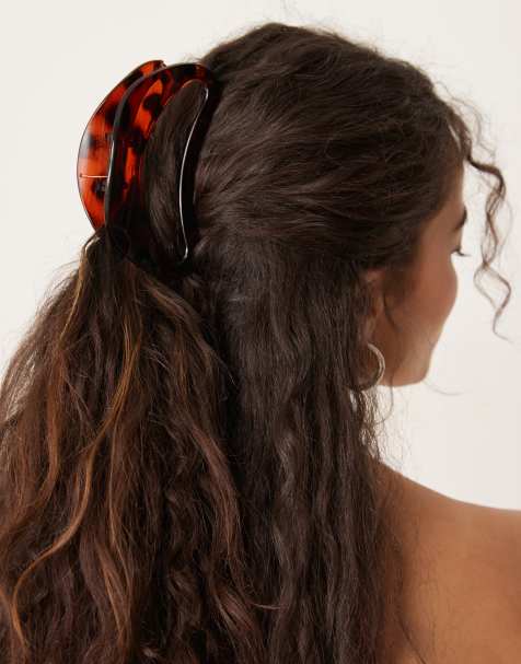 DesignB London curved hair claw in tortoiseshell - view 1
