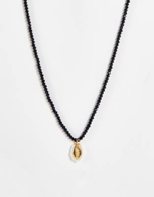 DesignB London Dainty Beaded Necklace With Shell Pendant | ASOS