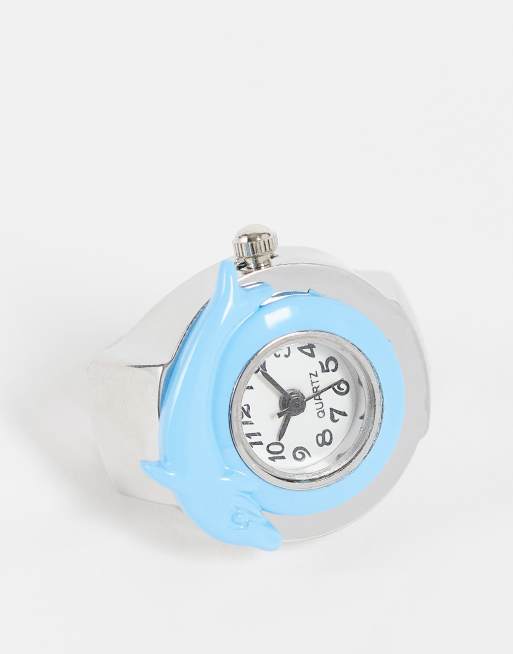 DesignB London dolphin ring watch in blue