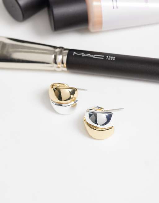DesignB London dome hoop earrings in mixed metal, 2 of 4