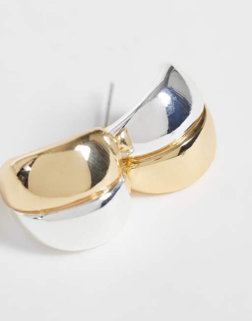 DesignB London dome hoop earrings in mixed metal, 3 of 4