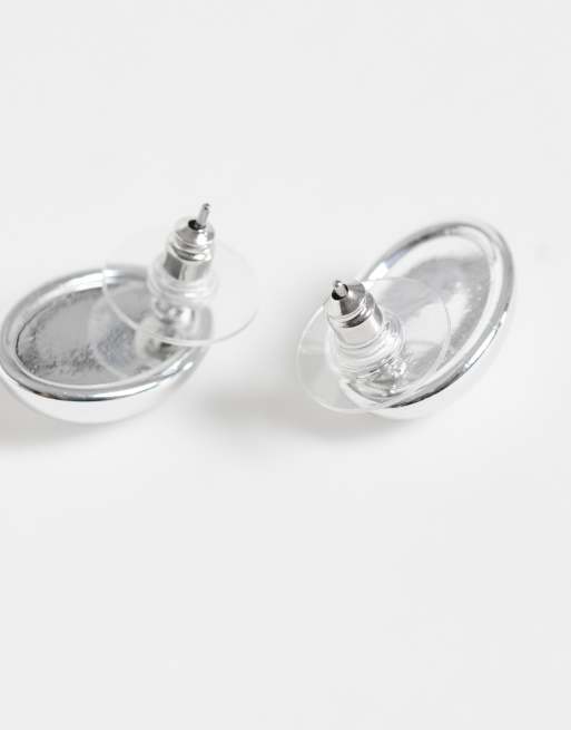DesignB London dome stud earrings in silver, 3 of 4
