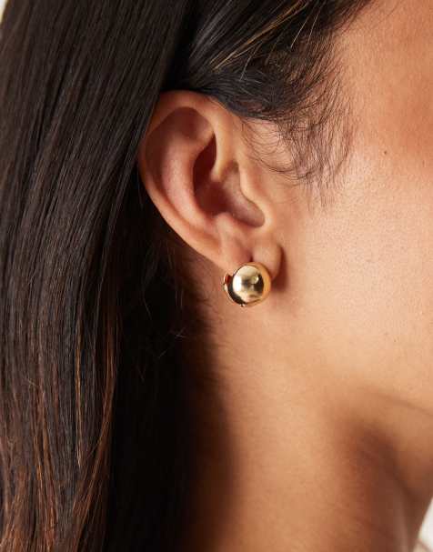 DesignB London domed stud earrings in gold - view 1