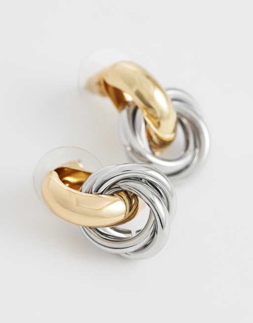 DesignB London door knocker earrings in mixed metal, 4 of 4
