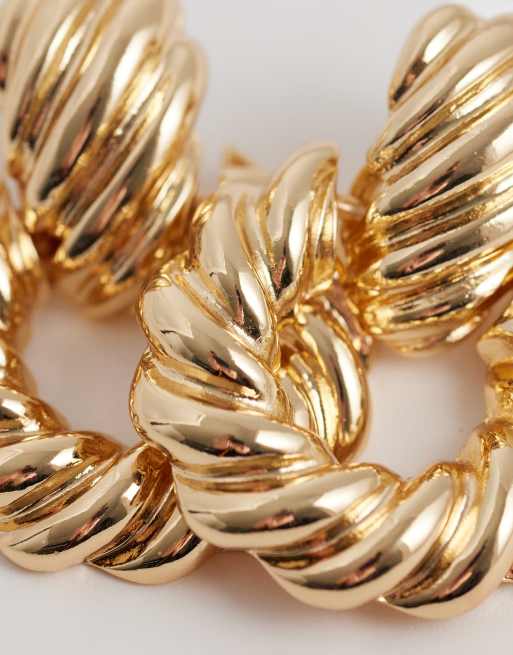 DesignB London - Doorknocker - Boucles d'oreilles heurtoir style années 80 - Doré, 3 de 4