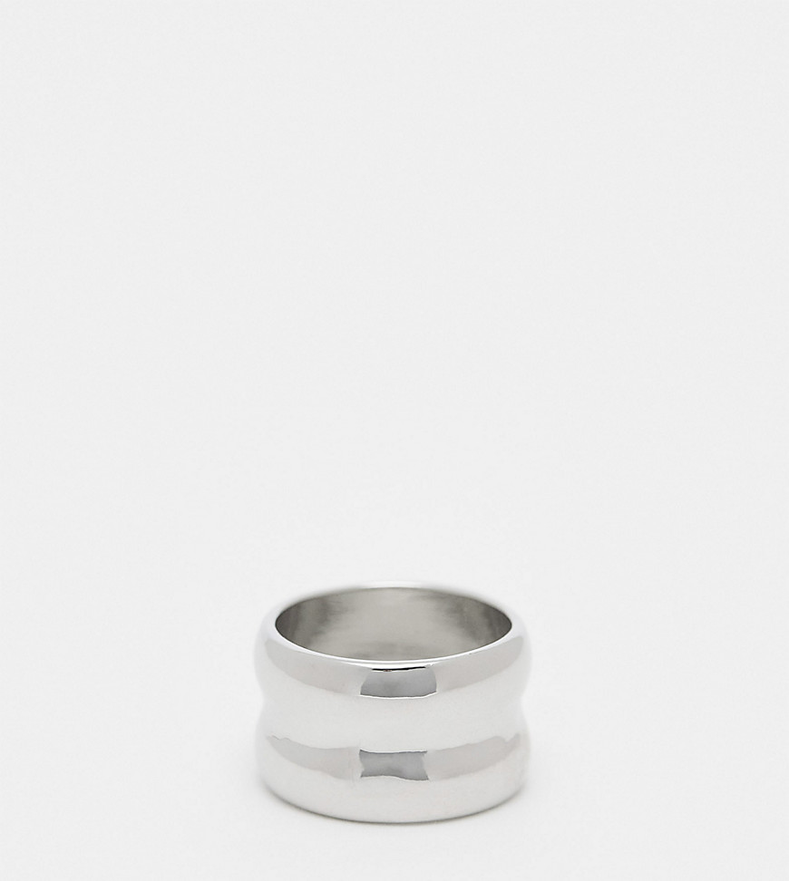 DesignB London double chunky ring in silver