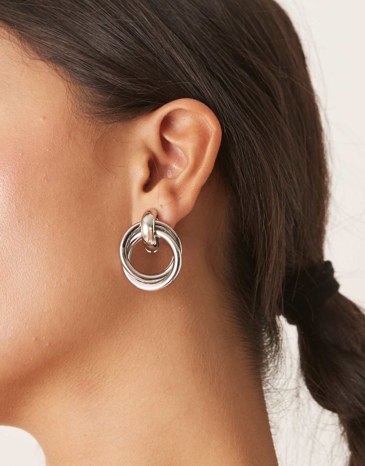 DesignB London double doorknocker earrings in silver