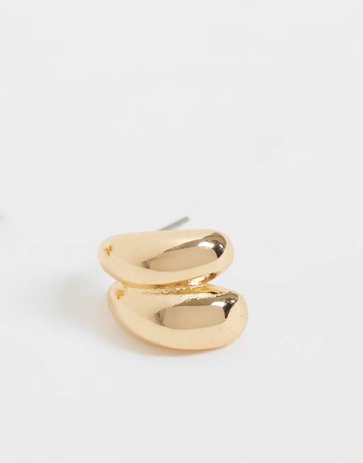 DesignB London double mini hoop earrings in gold, 4 of 4