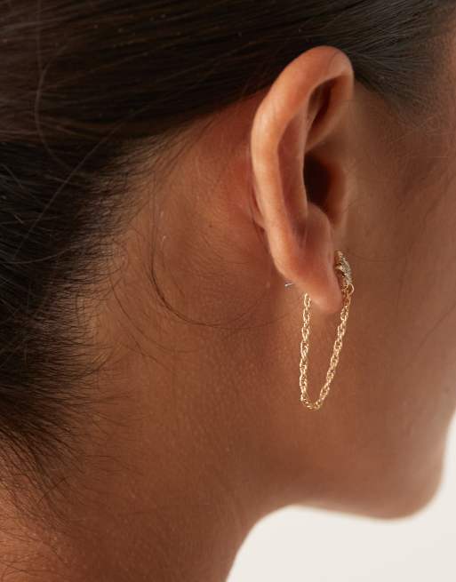 DesignB London drop hair star stud earrings in gold tone, 3 of 3