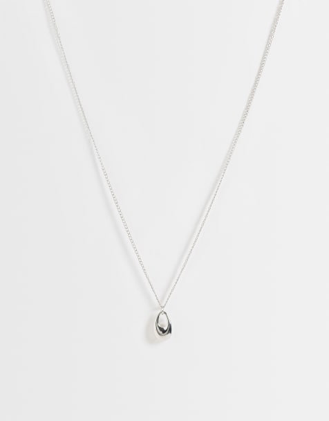 DesignB London droppformat hängsmyckeshalsband i silver - view 1