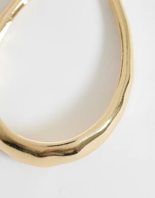 DesignB London - Dunne ovale oorringen in goud, 3 van 4