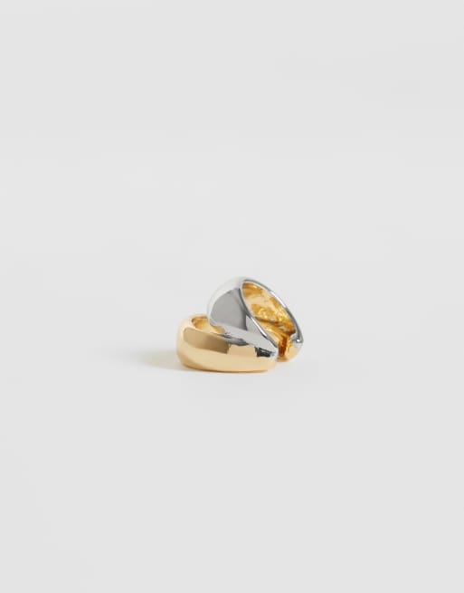 DesignB London - ear cuff de metal combinado en plata y oro, 3 de 4