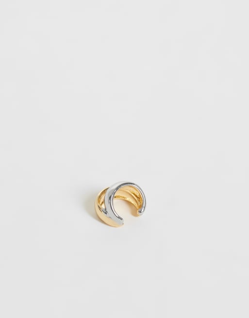 DesignB London - ear cuff de metal combinado en plata y oro, 4 de 4