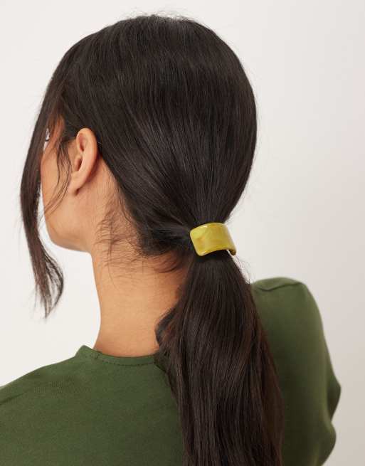 DesignB London - Elastico per capelli in resina verde, 3 di 3
